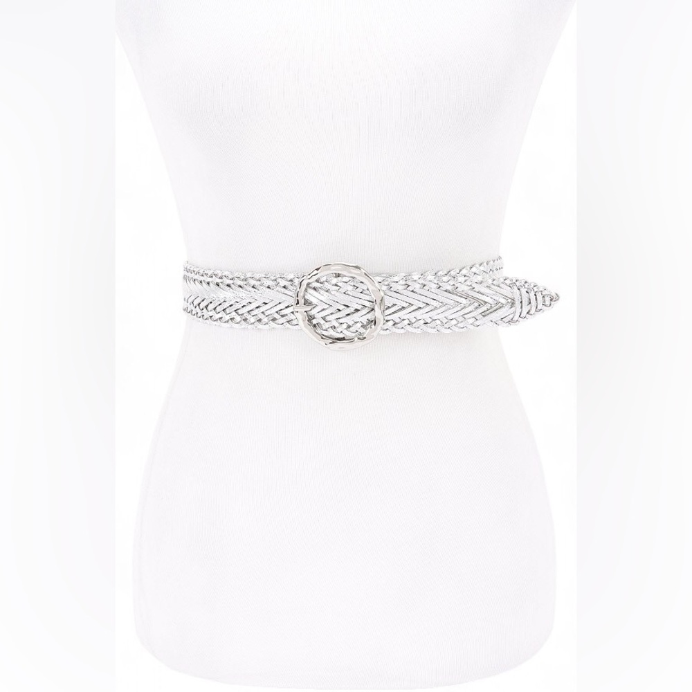 Metallic Gold Leather Braided Statement Belt